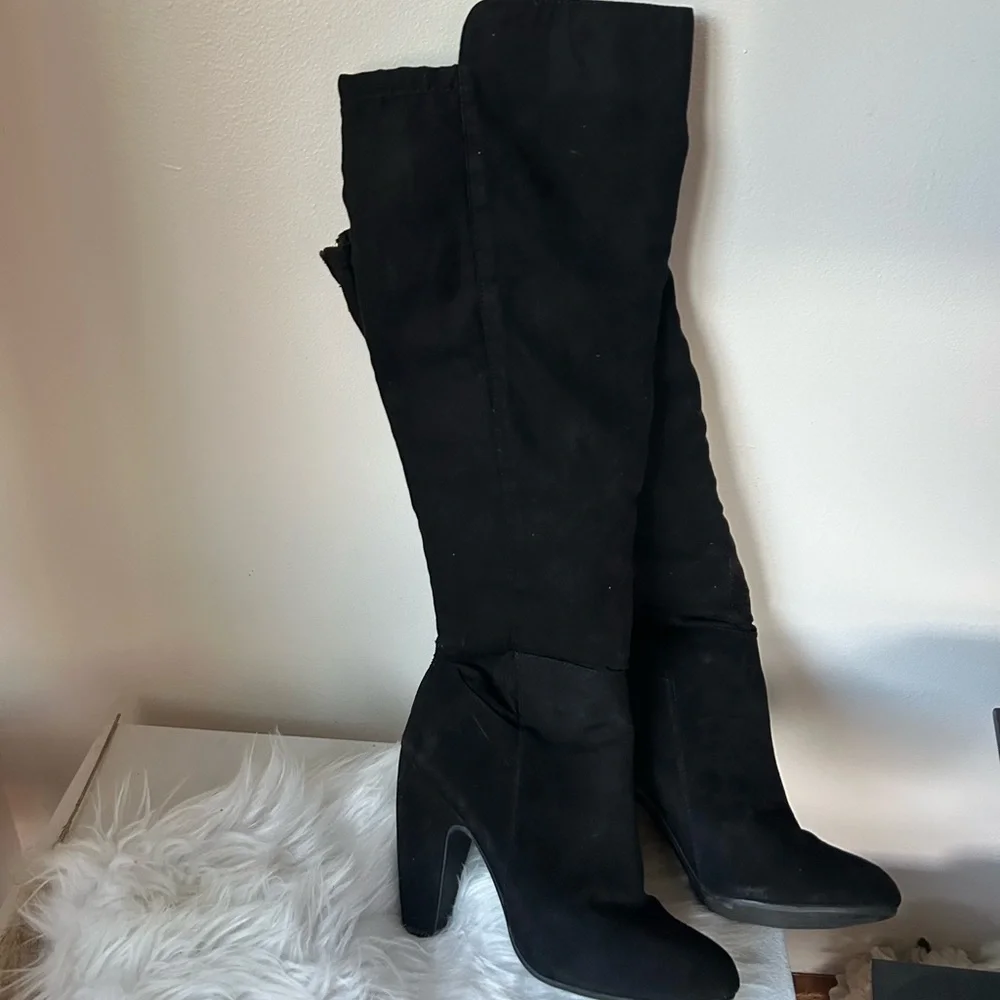 Candies Women's Black Suede high Boots 7